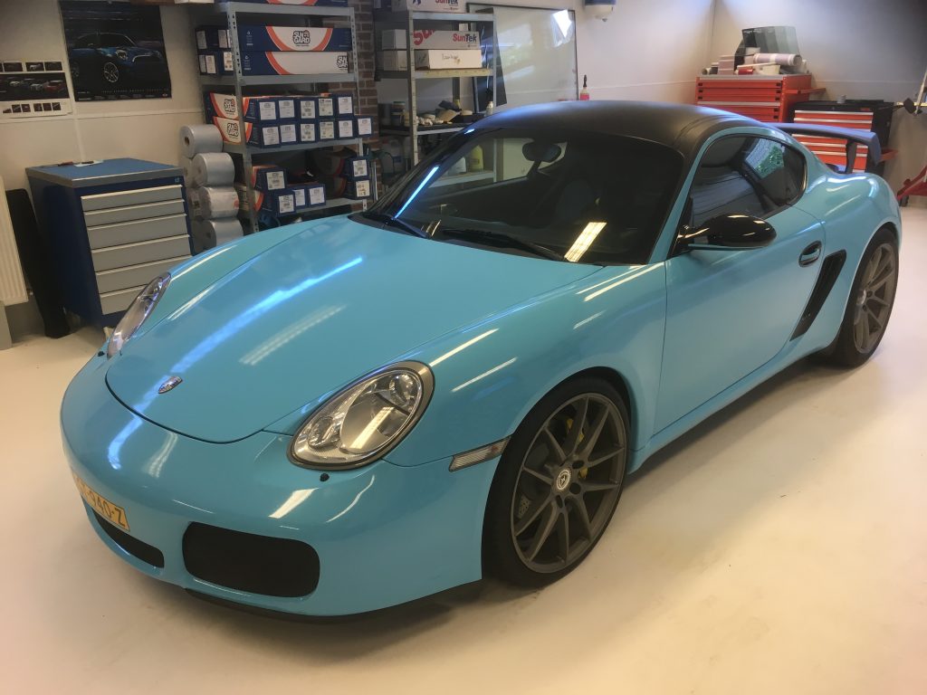 Porsche Cayman gulf blauw